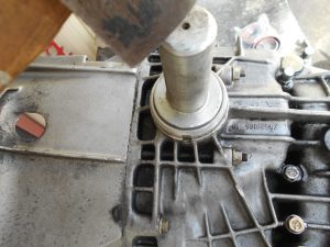 30. Tapping the shaft seal in place with the Citroën tool.